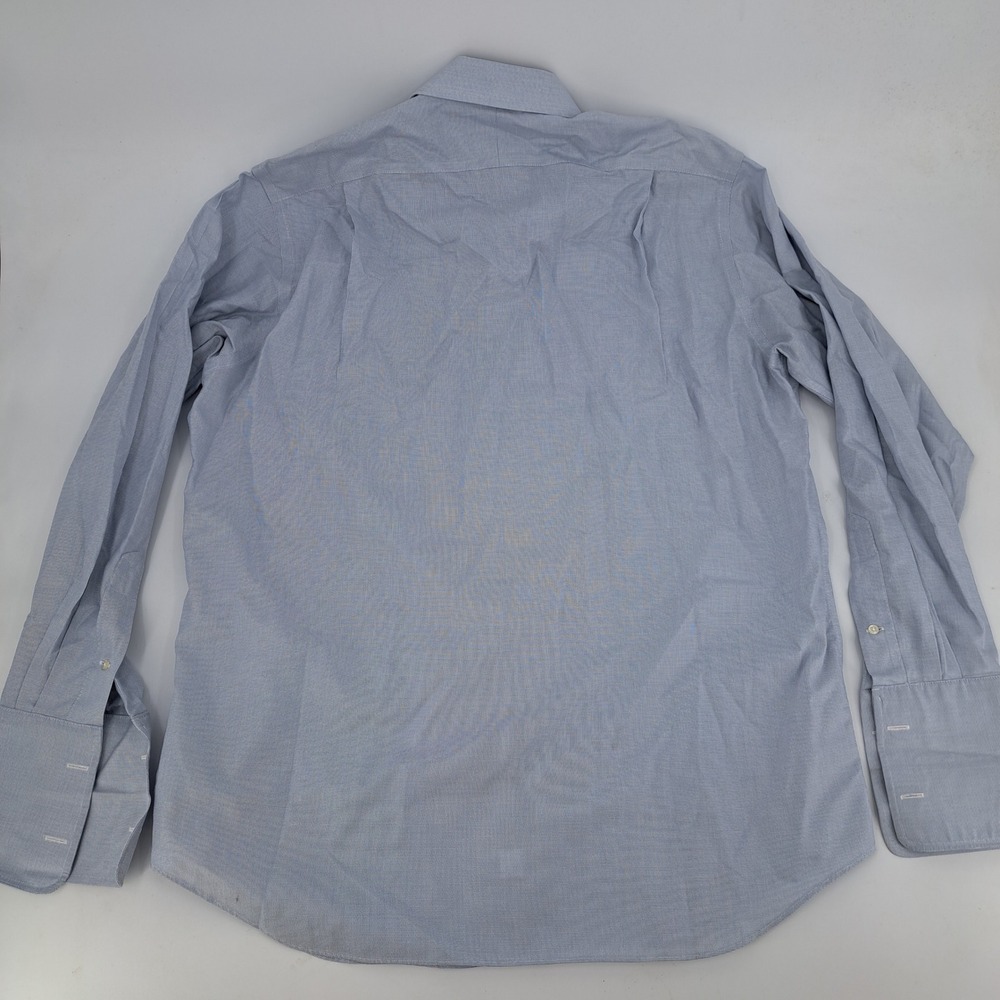 Paul Fredrick Non-Iron Dobby Dress Shirt Mens 16.5-35 Cotton Blue French Cuff - Picture 8 of 9
